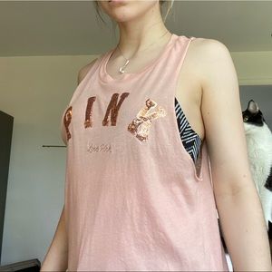 Pink Love PINK sequined tank top